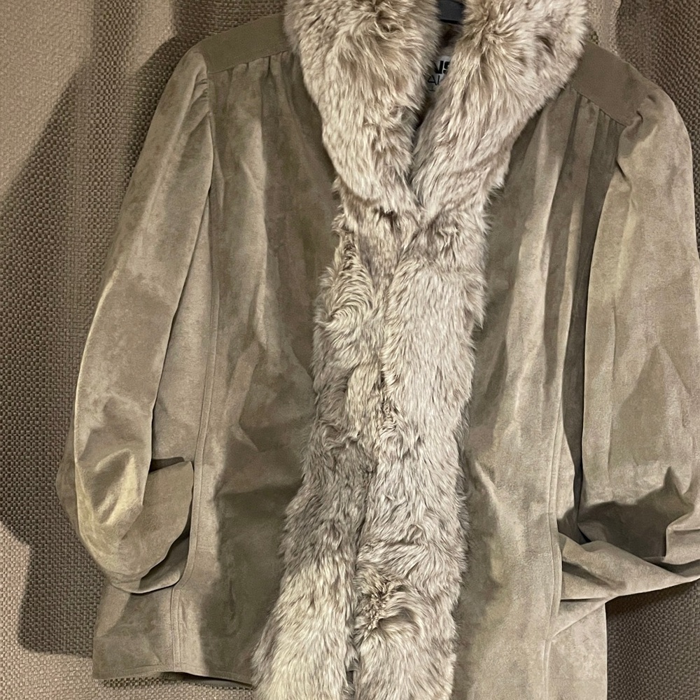 Luxurious Faux Fur Trimmed Suede Jacket